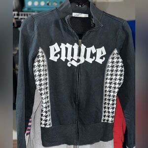 Y2K Enyce Zip Up Jacket Womens Medium Cropped Streetwear Houndstooth Logo